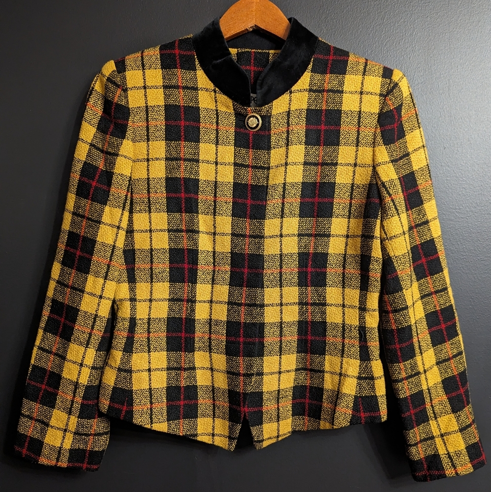 Plaid Wool Blazer Jacket